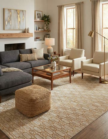 White and Gold Vogue Geo Rug