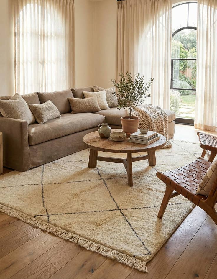 Detail image of 6' 9 x 9' 10  Hand Knotted Moroccan Wool Rug