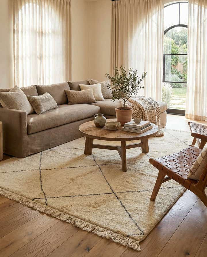 6' 9 x 9' 10 Hand Knotted Moroccan Wool Rug