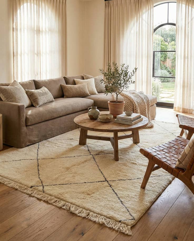 Detail image of 6' 9 x 9' 10 Hand Knotted Moroccan Wool Rug