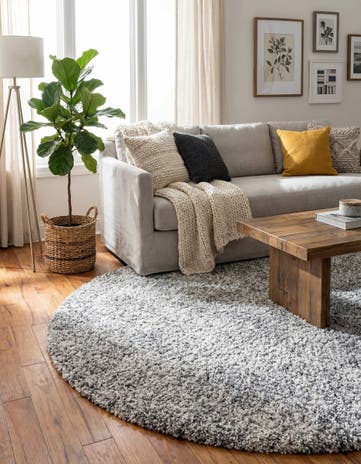 Gray Athena Shag Round Rug