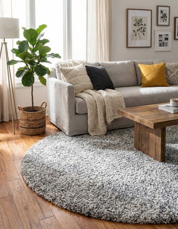 Gray Athena Shag Round Rug
