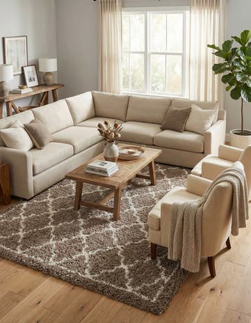 Khaki Infinity Shag Rug