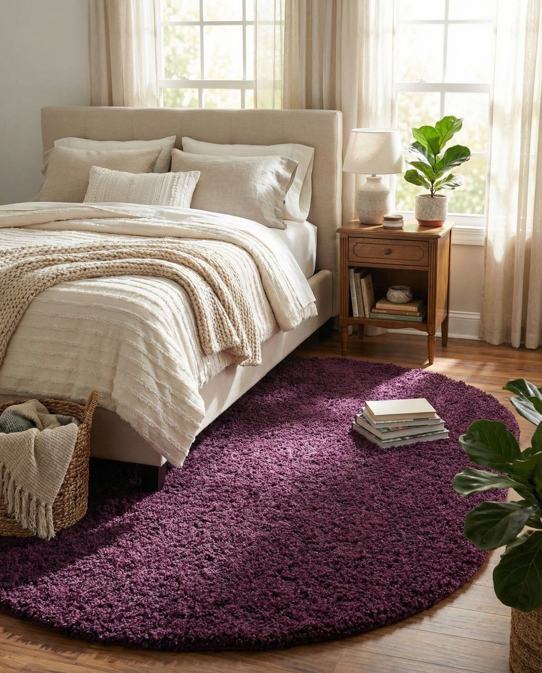  7' 10 x 10' Solid Shag Oval Rug