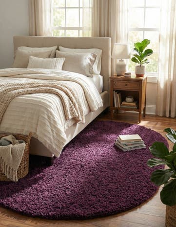 7' 10 x 10' Solid Shag Oval Rug