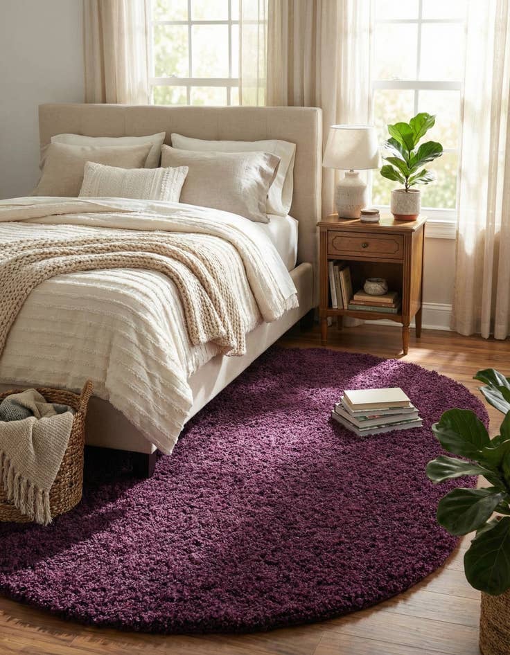 Detail image of  7' 10 x 10' Solid Shag Oval Rug