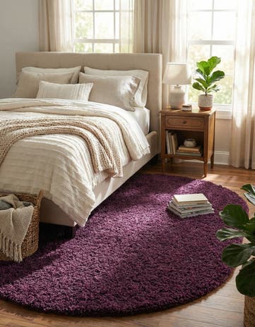7' 10 x 10' Solid Shag Oval Rug