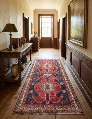 4' 5 x 9' 9 Hand Knotted Ardabil Persian Wool Runner Rug