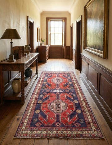 4' 5 x 9' 9 Hand Knotted Ardabil Persian Wool Runner Rug