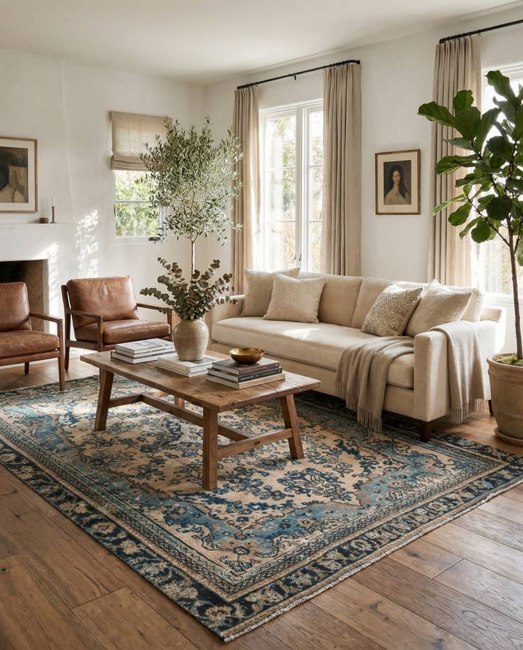 Detail image of 6' 3 x 9' 9 Hand Knotted Ultra Vintage Persian Wool Rug