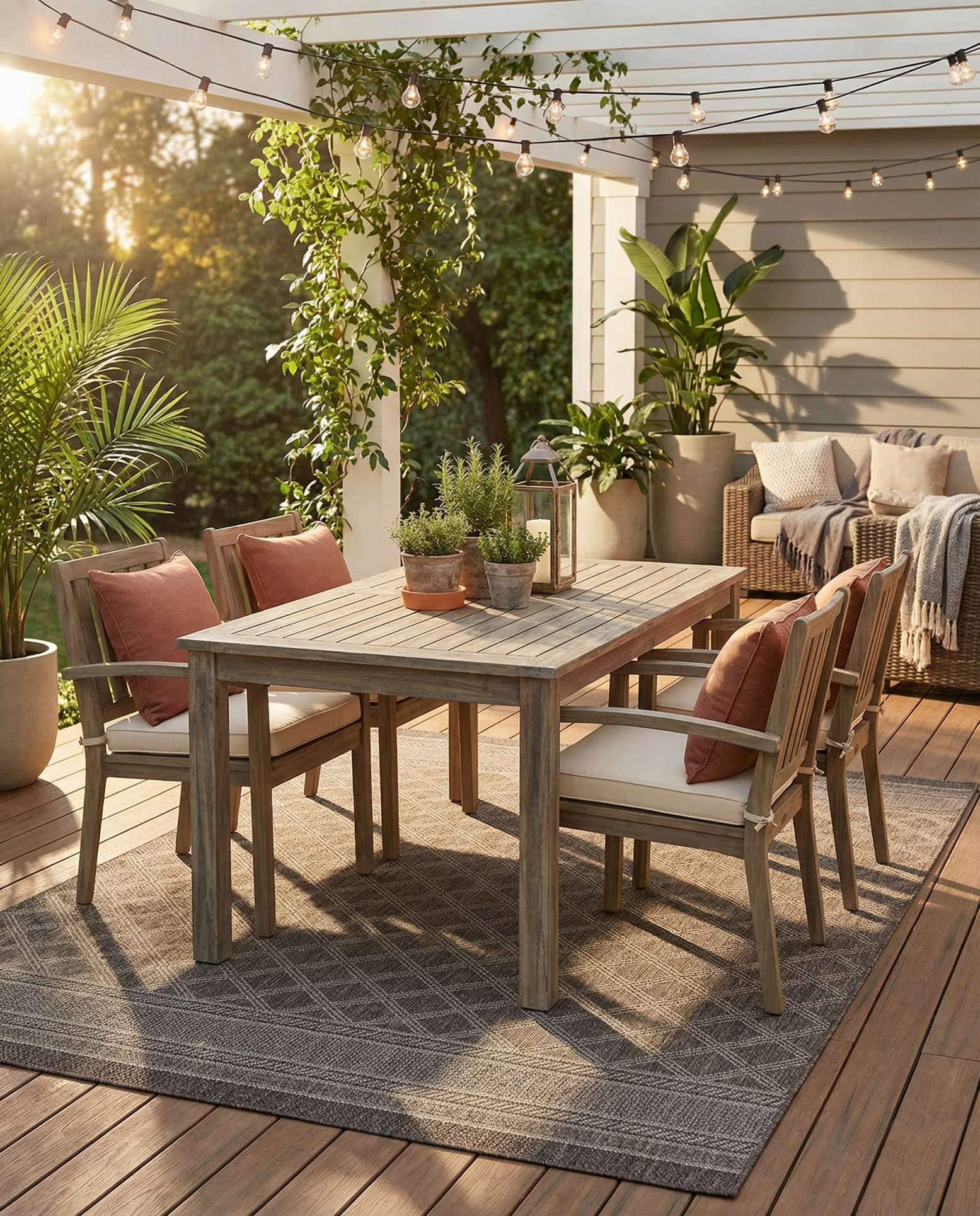 6' 1 x 9' Easy-Clean Trellis Indoor / Outdoor Rug