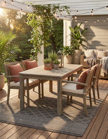 6' 1 x 9' Easy-Clean Trellis Indoor / Outdoor Rug