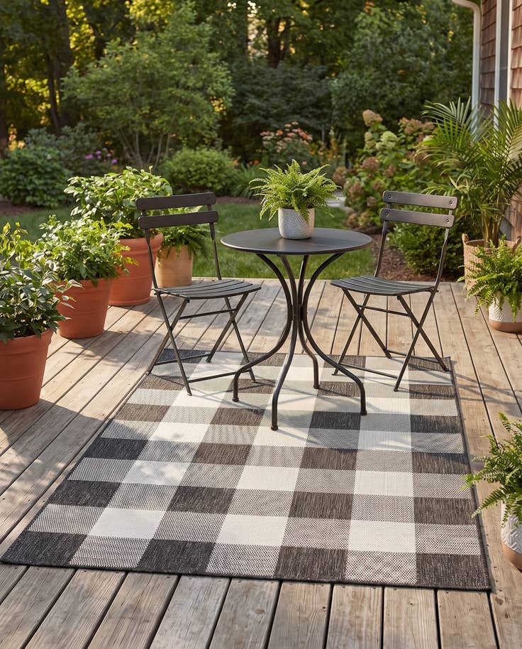 Detail image of 4' x 6' Easy-Clean Checkered Indoor / Outdoor Rug