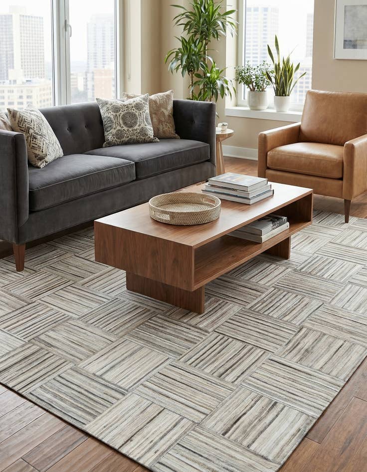 Detail image of 5' x 8' 3 Cowhide Stocks Rug