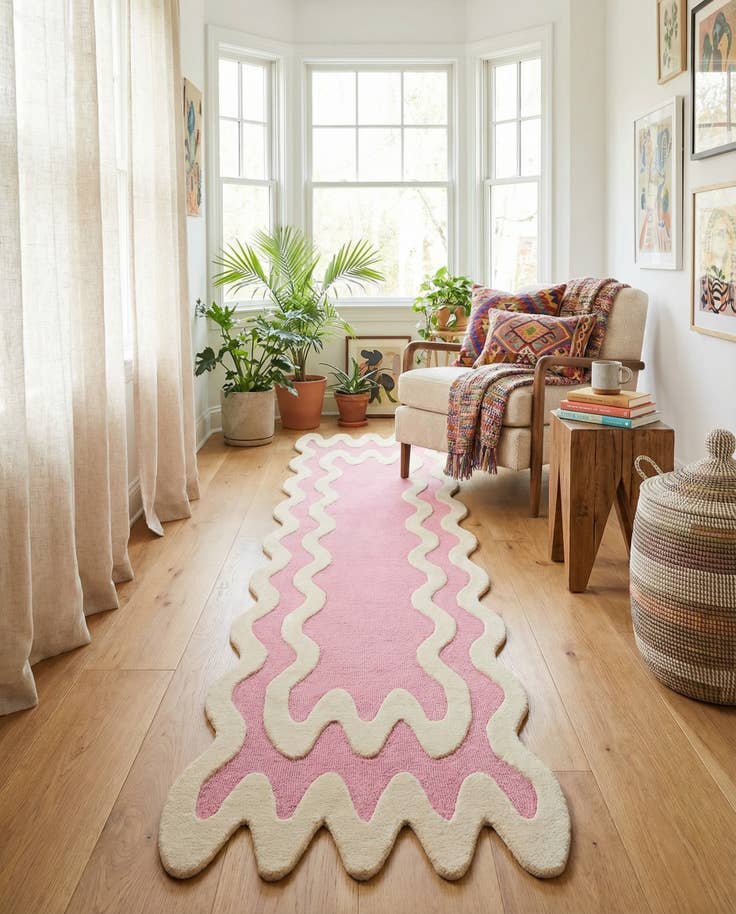 Detail image of 2' 7 x 13' 1 Happy Rugs Wiggles Wool Runner