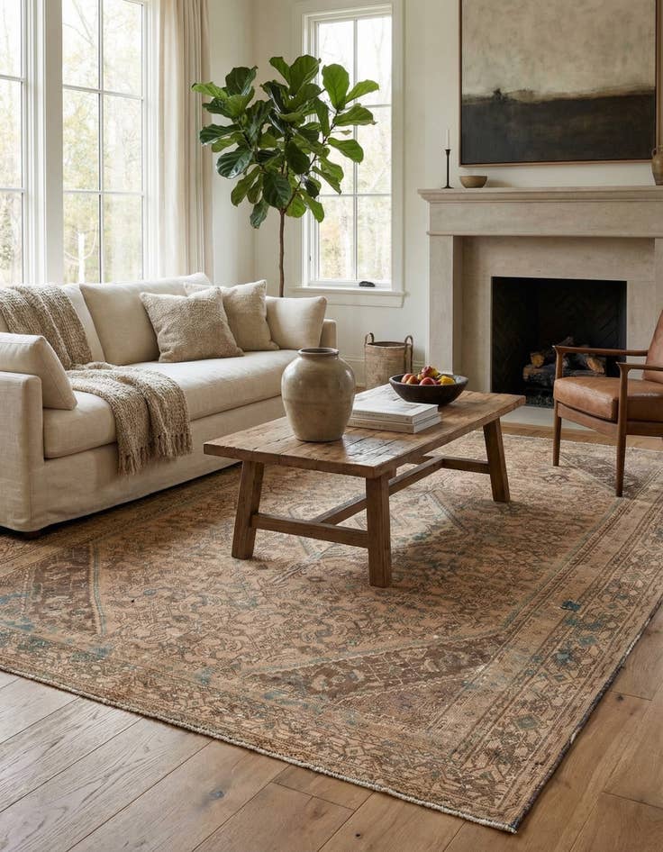 Detail image of  6' 6 x 10'  Hand Knotted Ultra Vintage Persian Wool Rug