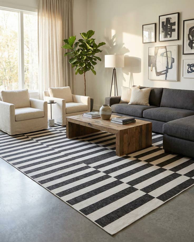 Detail image of 13' x 13' Easy-Clean Ribbon Indoor / Outdoor Square Rug