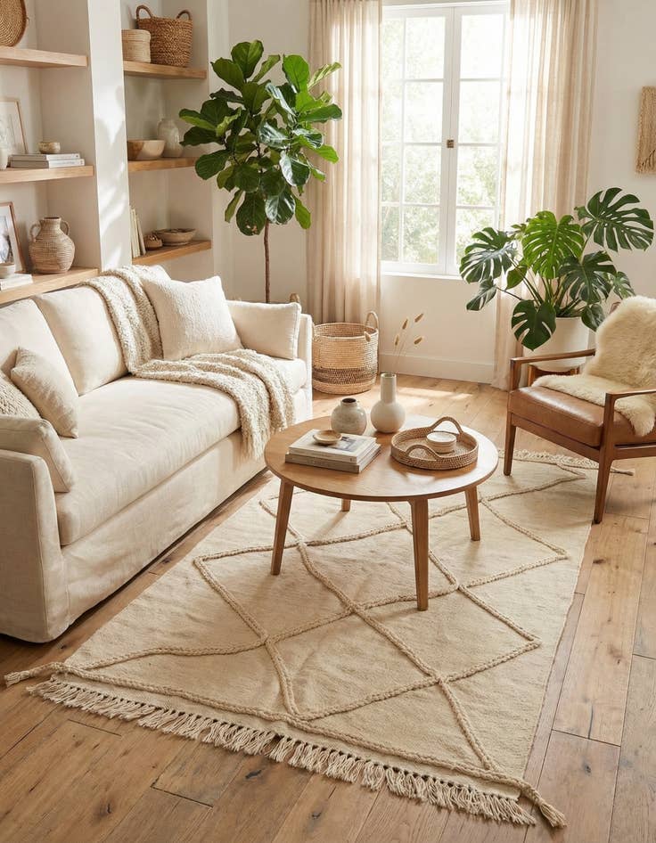 Detail image of 3' 6 x 5' 2  Hand Woven Moroccan Wool Rug