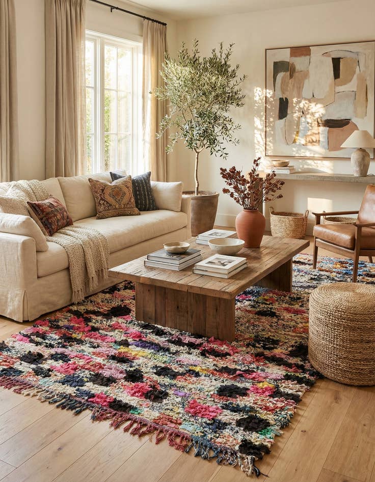 Detail image of 4' 5 x 9'  Hand Knotted Moroccan Wool Runner Rug