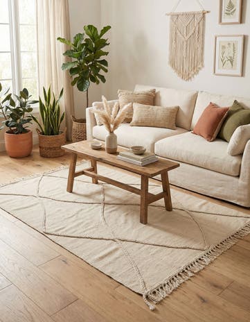 3' 4 x 5' 2 Hand Knotted Moroccan Wool Rug
