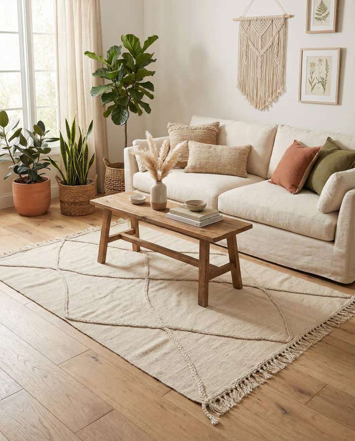 3' 4 x 5' 2 Hand Knotted Moroccan Wool Rug