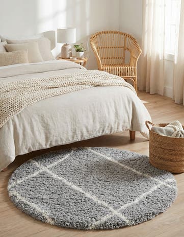 Ash Gray Infinity Shag Round Rug