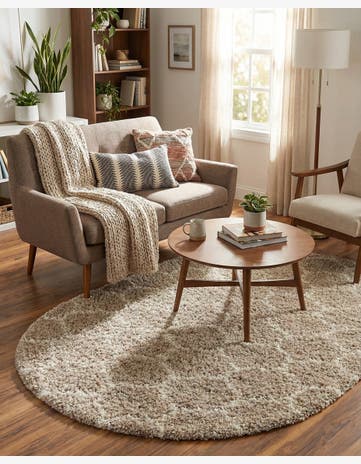 Light Brown Trellis Shag Oval Rug