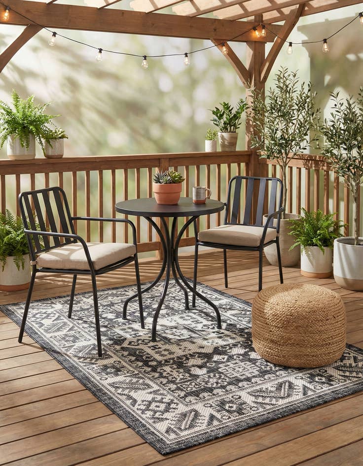 Detail image of 2' x 3'  Washable Aztec Indoor / Outdoor Rug