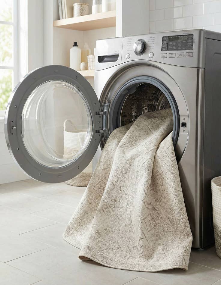 Detail image of 7' 10 x 7' 10  Washable Aztec Indoor / Outdoor Round Rug