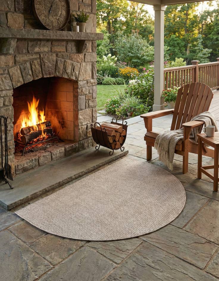 Detail image of 2' 7 x 4'  Washable Solid Indoor / Outdoor Hearth Rug