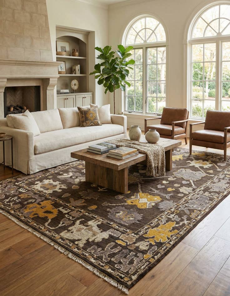 Detail image of 10' 2 x 14'  Hand Knotted Oushak Wool Rug