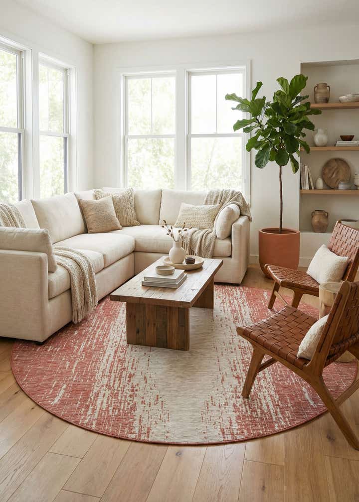 10' 8 x 10' 8 Easy-Clean Modern Indoor / Outdoor Round Rug