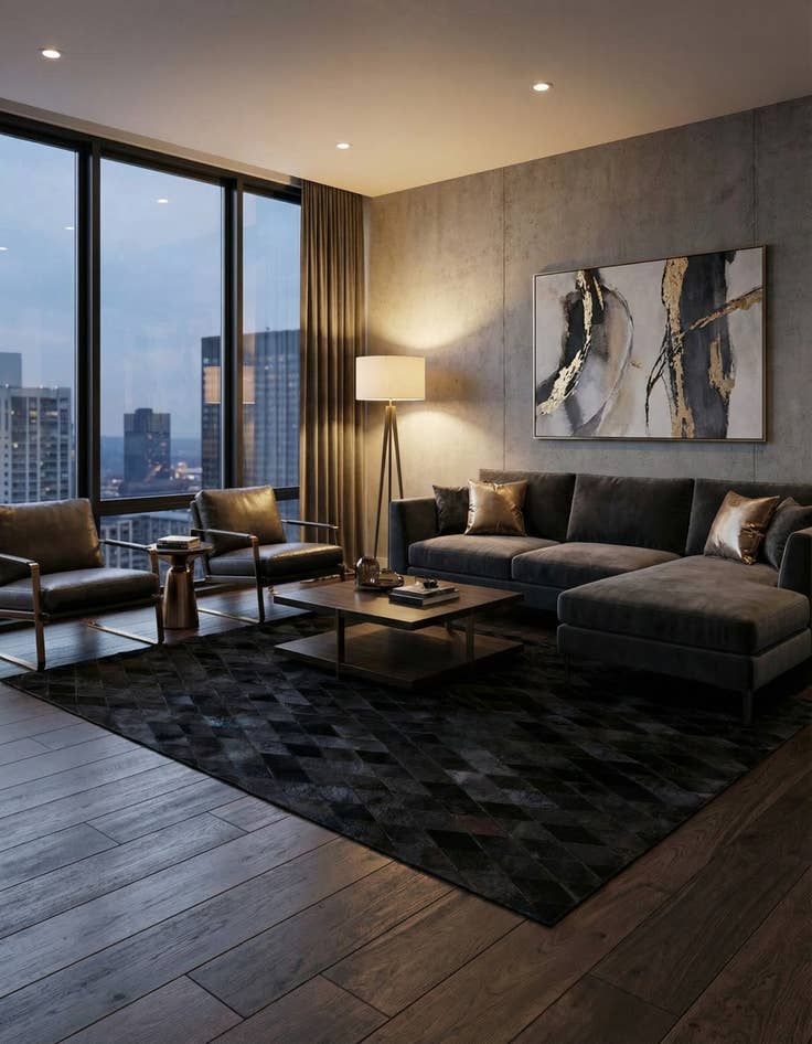 Detail image of 5' 7 x 7' 11 Cowhide Stocks Rug