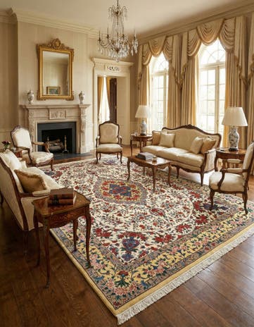 9' 7 x 13' 11 Ghom Wool Rug