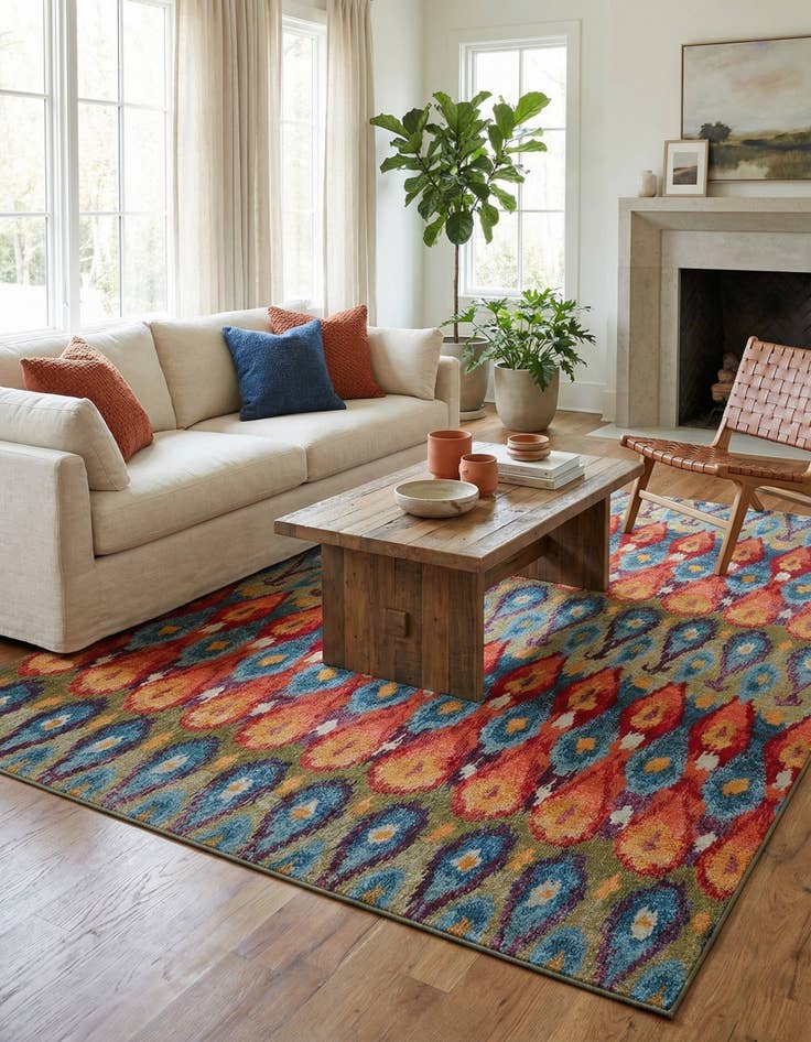 Detail image of 9' x 12'  Washable Modern Indoor / Outdoor Rug