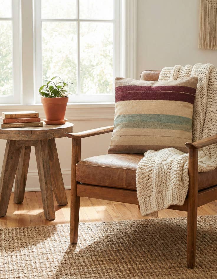 Detail image of 1' 6 x 1' 6  Hand Woven Pillow Wool Square Rug