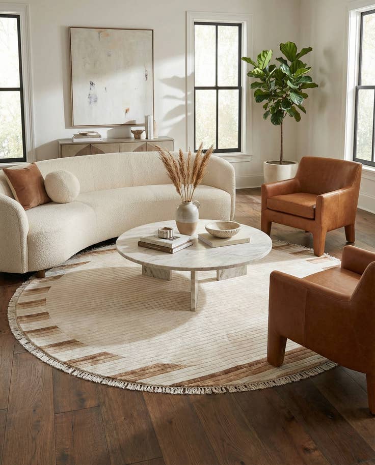 Detail image of 6' 6 x 6' 6 Hand Knotted Darya Wool Round Rug