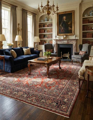 8' 10 x 11' 11 Hand Knotted Sarough Persian Wool Rug