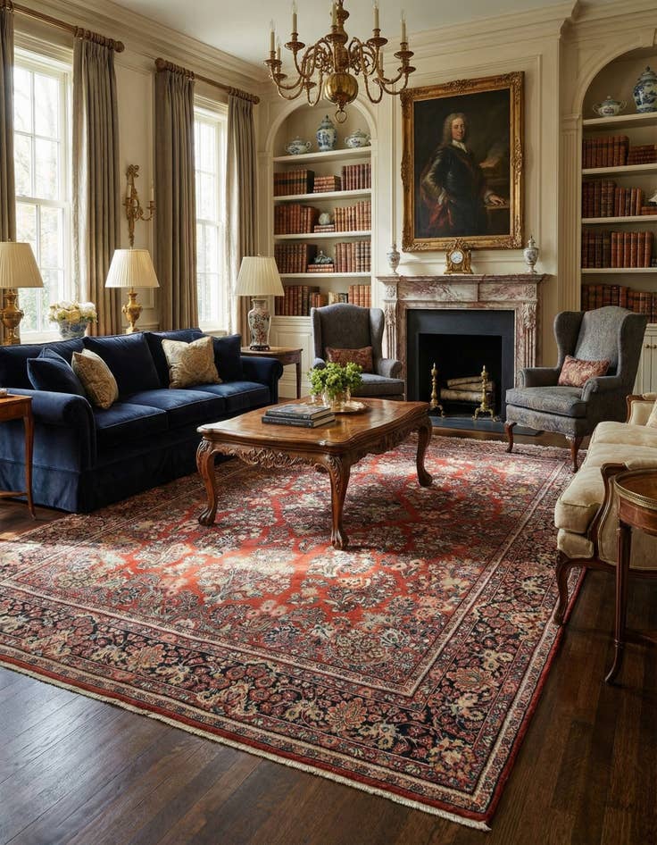 Detail image of 8' 10 x 11' 11  Hand Knotted Sarough Persian Wool Rug