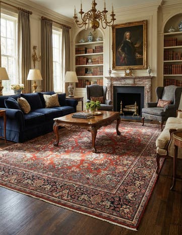 8' 10 x 11' 11 Hand Knotted Sarough Persian Wool Rug