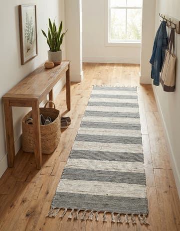 Gray Hand Woven Chindi Rag Runner Rug