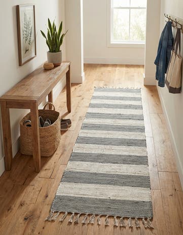 Gray Hand Woven Chindi Rag Runner Rug