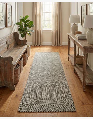 2' 7 x 10' Handmade Tweed Braided Jute Runner Rug