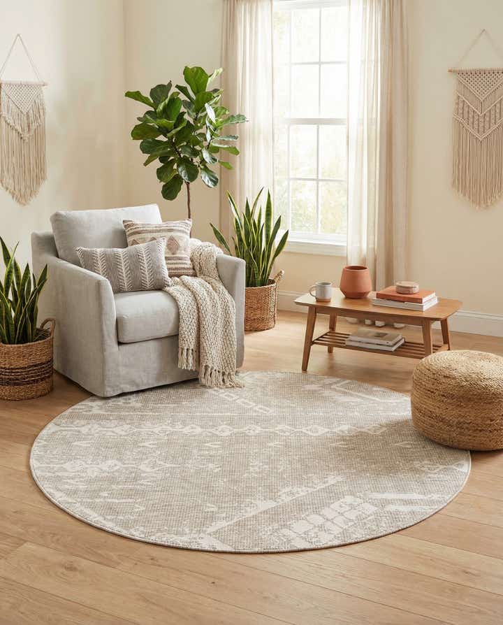 6' x 6' Easy-Clean Bohemian Indoor / Outdoor Round Rug