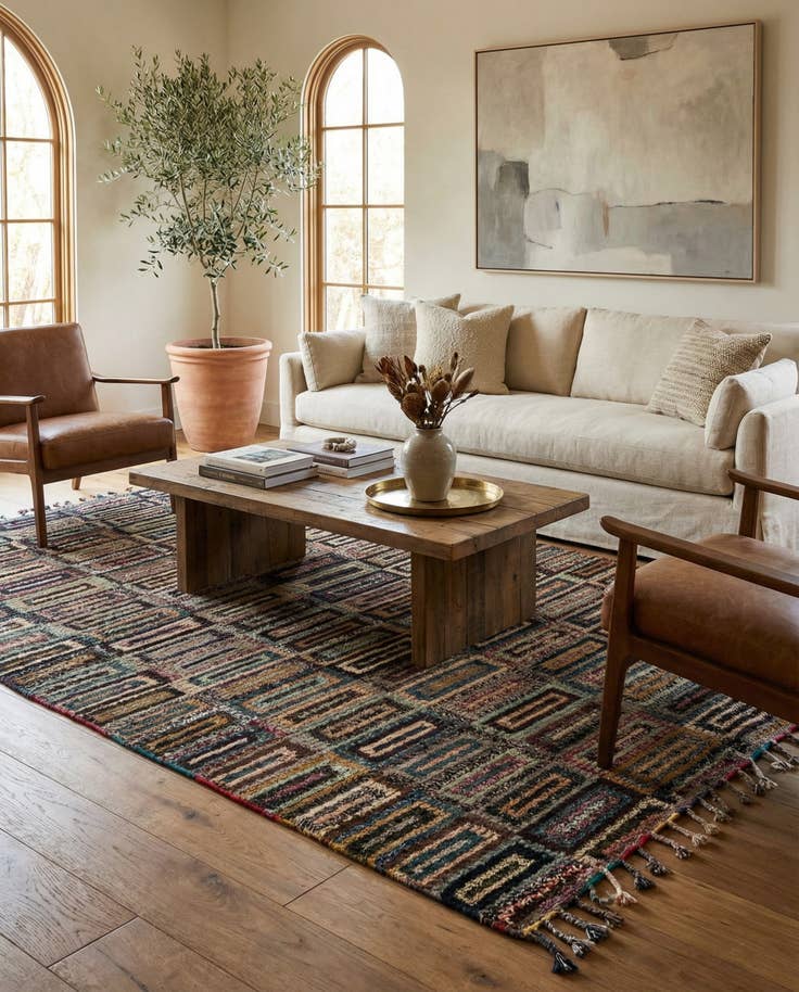 Detail image of 6' 4 x 10' 7 Hand Knotted Moroccan Wool Rug