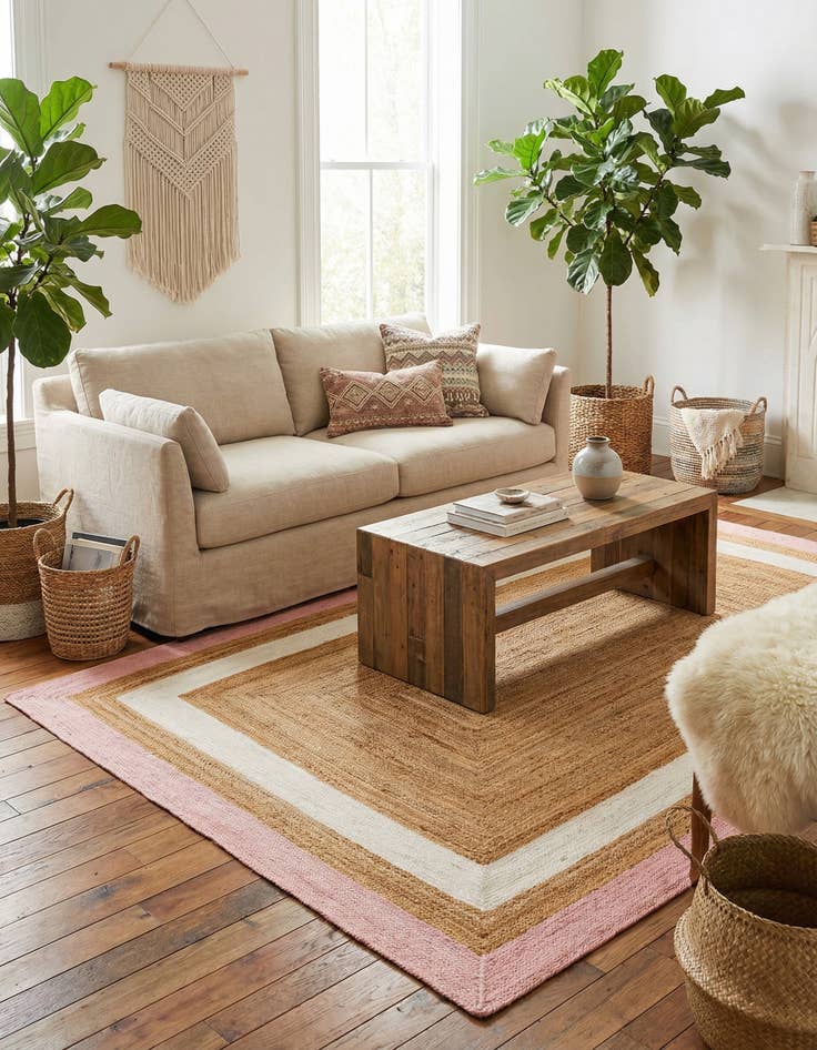 Detail image of 10' x 14' 1  Hand Braided Jute Rug