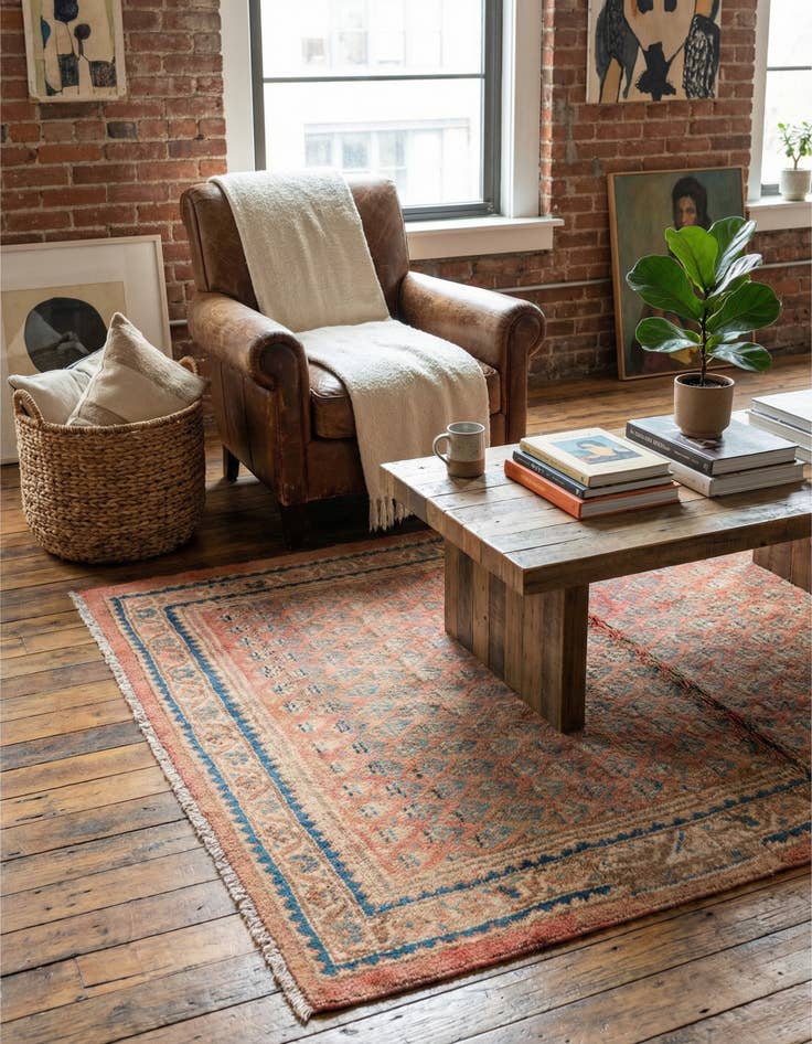 Detail image of  3' 10 x 5'  Hand Knotted Ultra Vintage Persian Wool Rug