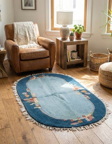 2' 5 x 4' 5 Hand Knotted Nepal Wool Oval Rug