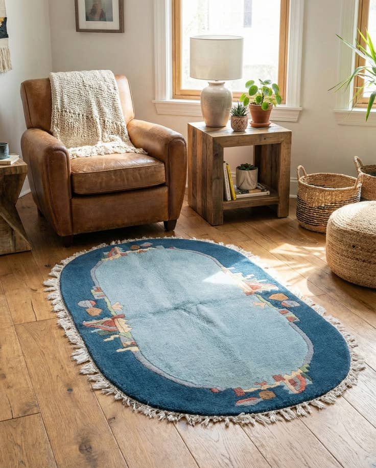 Detail image of 2' 5 x 4' 5 Hand Knotted Nepal Wool Oval Rug