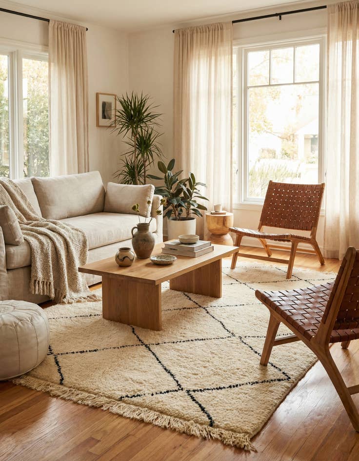 Detail image of 5' 2 x 8' 3  Hand Knotted Moroccan Wool Rug